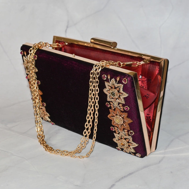 Versailles Bag in Burgundy Silk Velvet