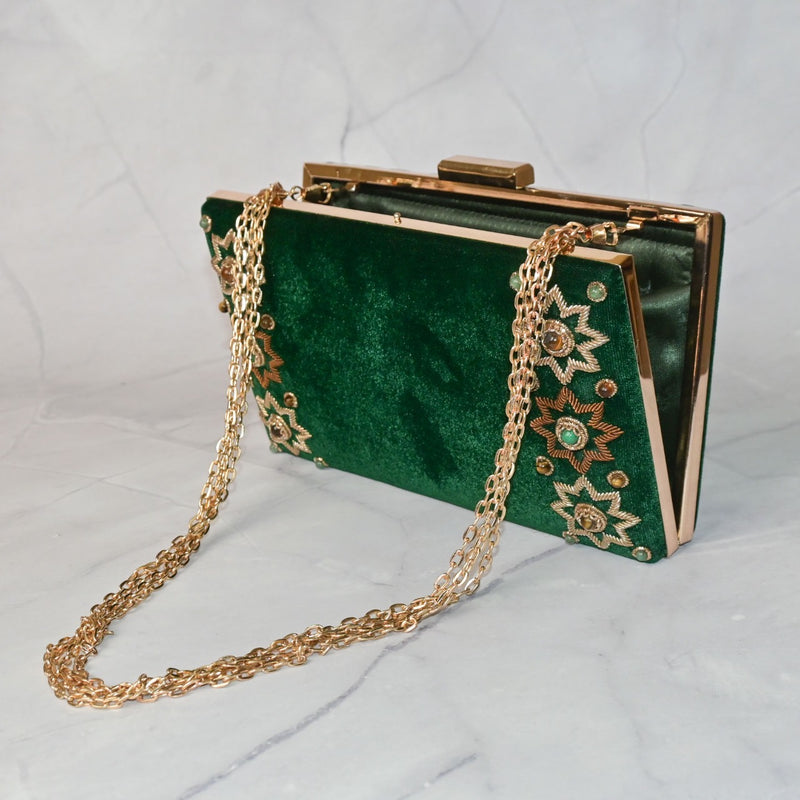 Versailles Bag in Green Velvet Silk Velvet