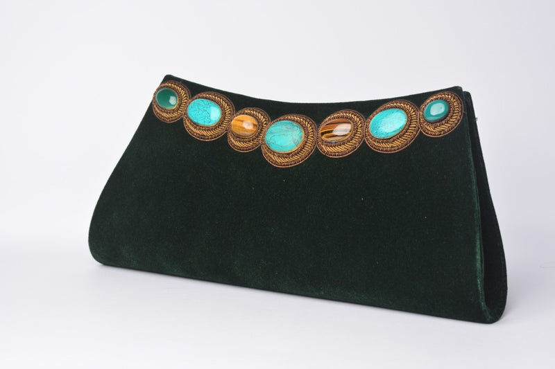 Aswan Bag in Suka Green Silk Velvet