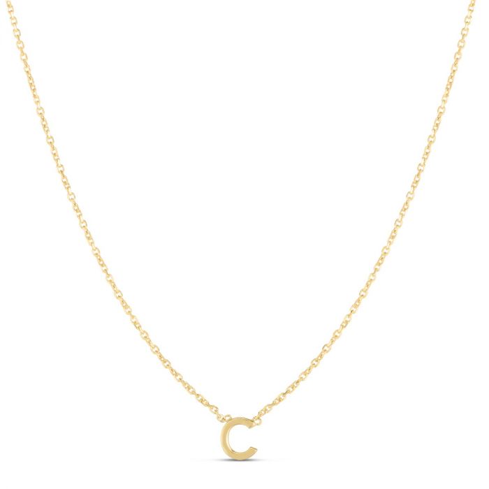 Mini Initial Necklace, 14k Gold