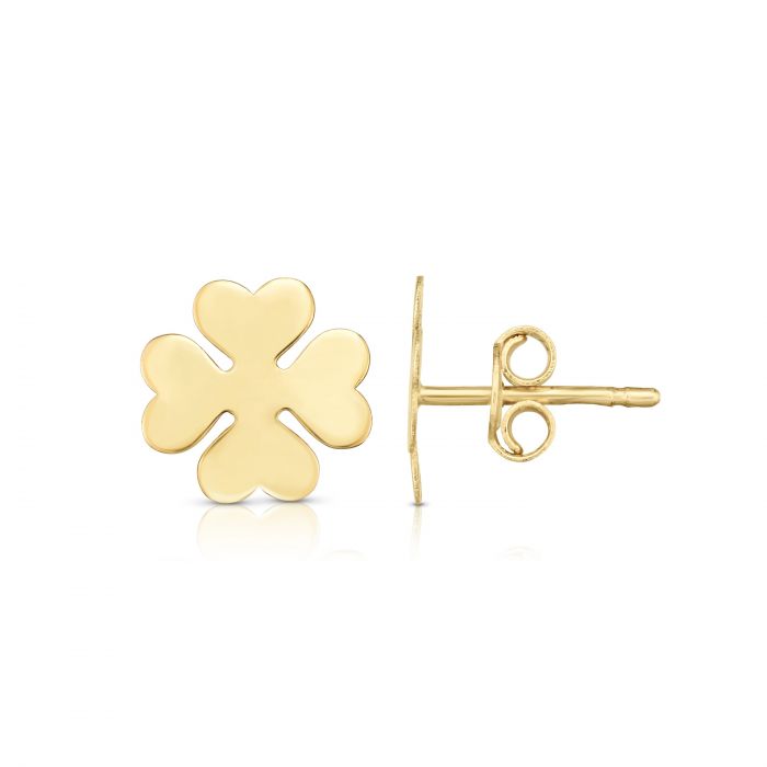 Lucky Clover Studs, 14k Gold Studs