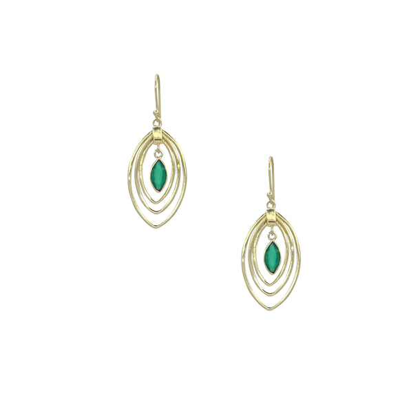 Uma, Green Onyx Earrings in Gold Vermeil