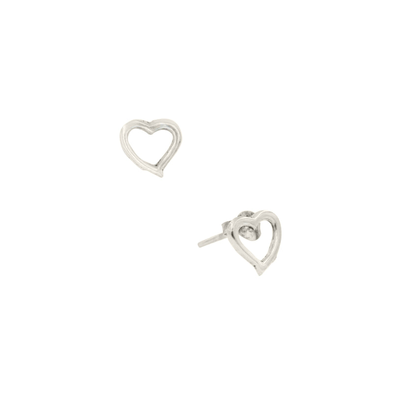 Open Heart Stud Earrings, Sterling Silver