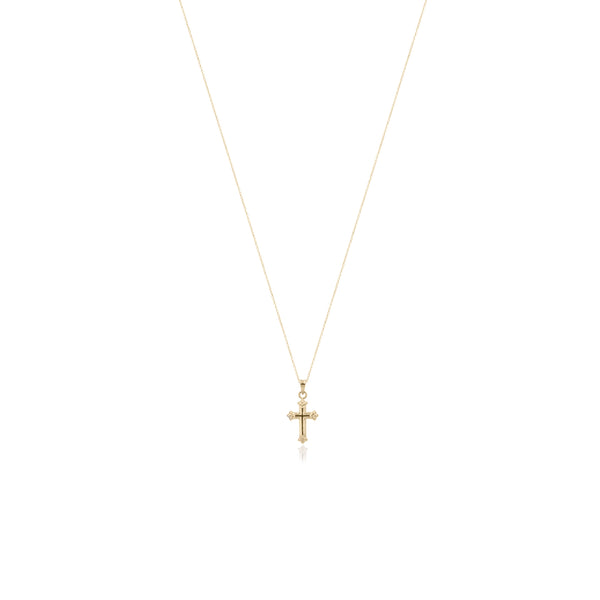 Fleur De Lis Cross Necklace,14K Gold