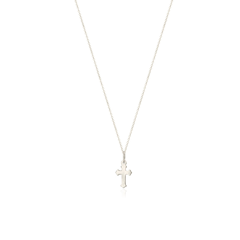 Cross Necklace, 14K White Gold - Mini
