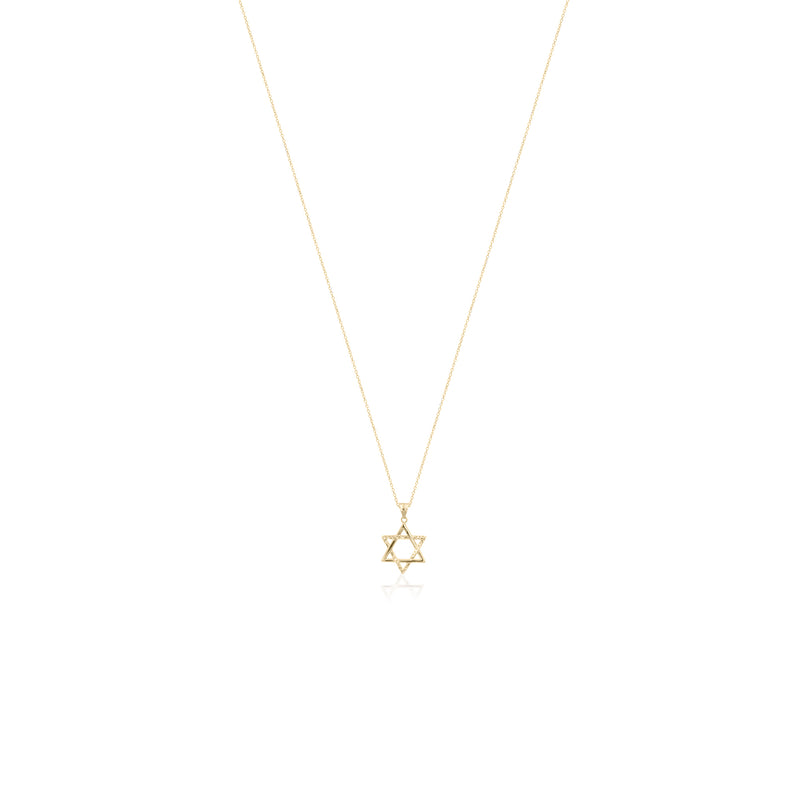 Textured Star of David Necklace, 14K Gold