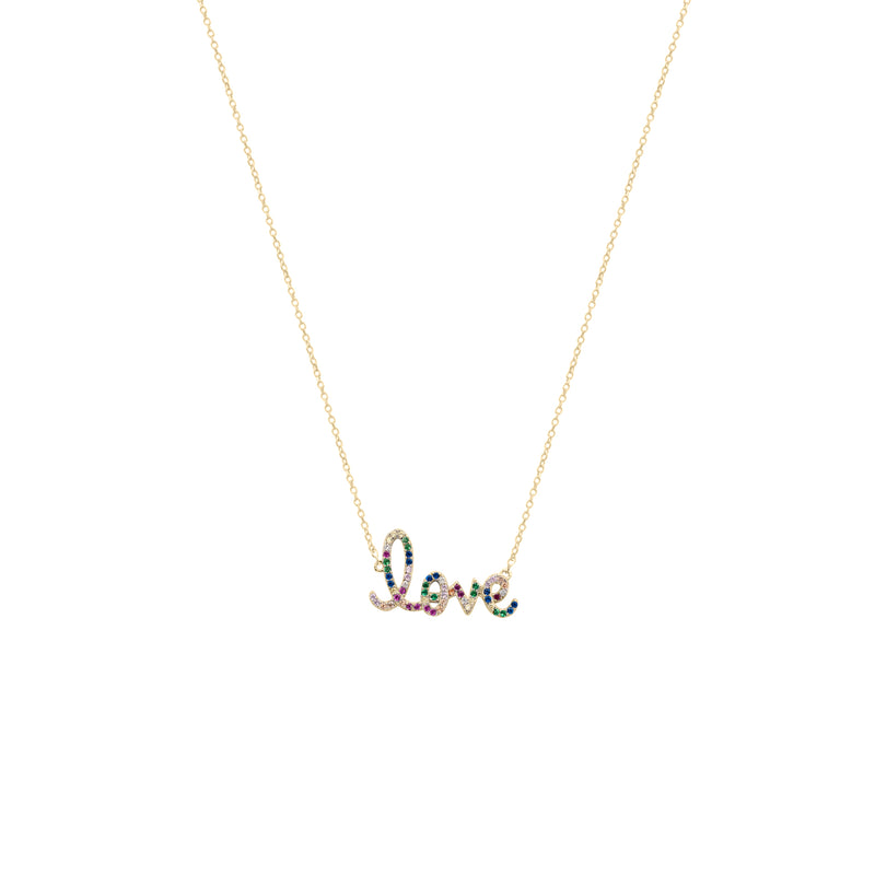 Love Rainbow CZ Necklace, Gold Vermeil