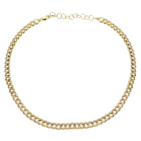 Luna ,Curb Chain Diamond Necklace 14k Gold