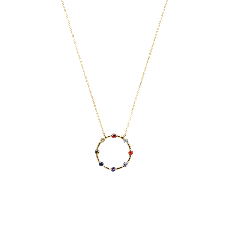 Rainbow CZ Circle Necklace, Gold Vermeil