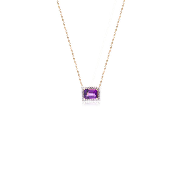 Meher Amethyst and Diamond Necklace,14K Gold