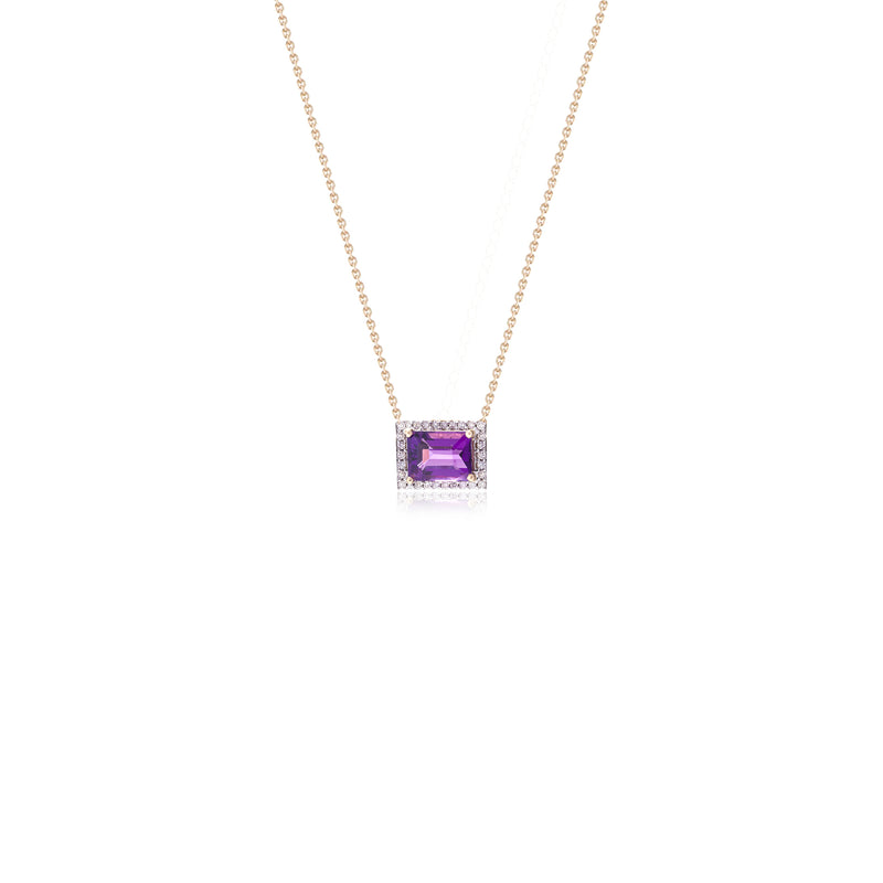 Meher Amethyst and Diamond Necklace,14K Gold