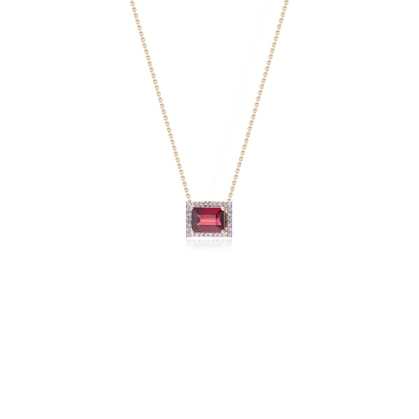Meher Garnet and Diamond Necklace in 14K Gold