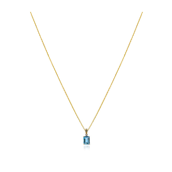 Maren Blue Topaz and Diamond Charm Necklace, 14k Gold
