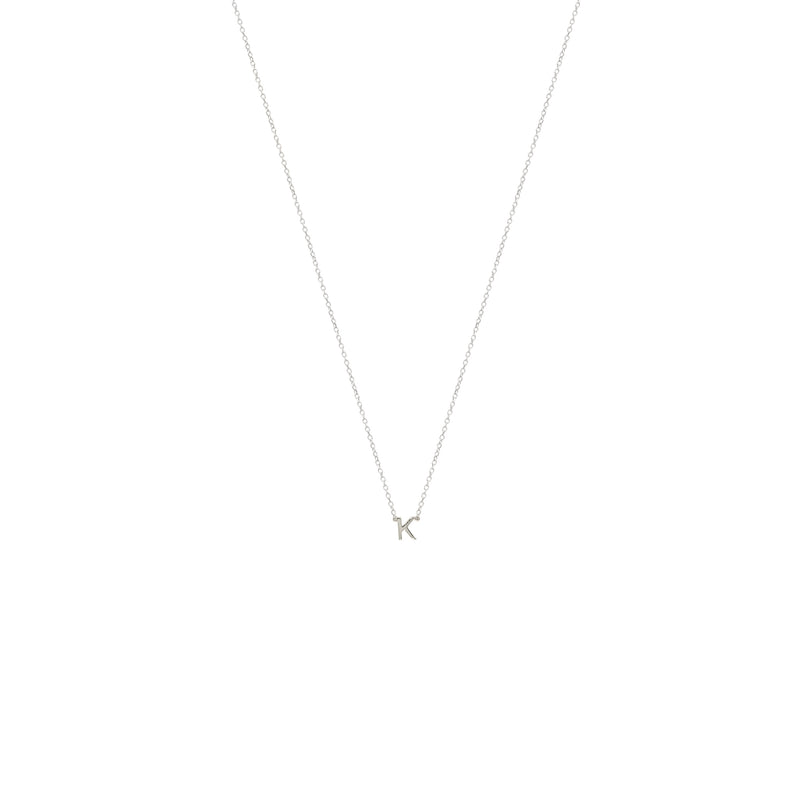Mini Initial Necklace, 14k White Gold