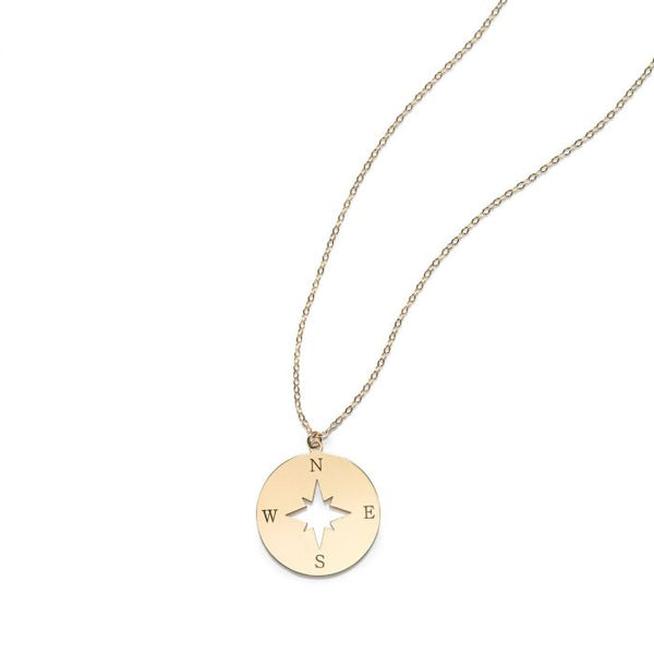 Gladys Compass Necklace, 14k Gold