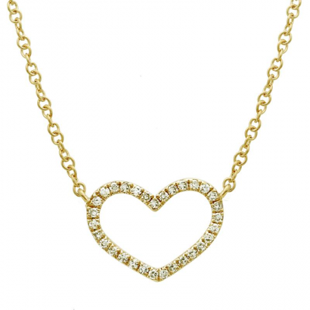 Open Heart Diamond Necklace,14k Gold