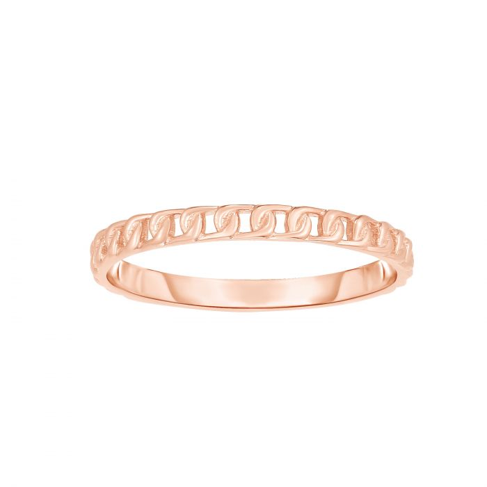 Mini Curb Chain Ring,14k Rose Gold