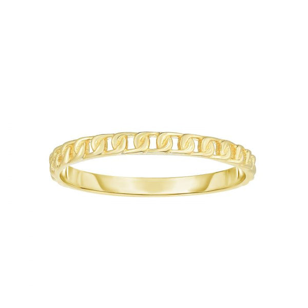 Mini Curb Chain Ring,14k Yellow Gold