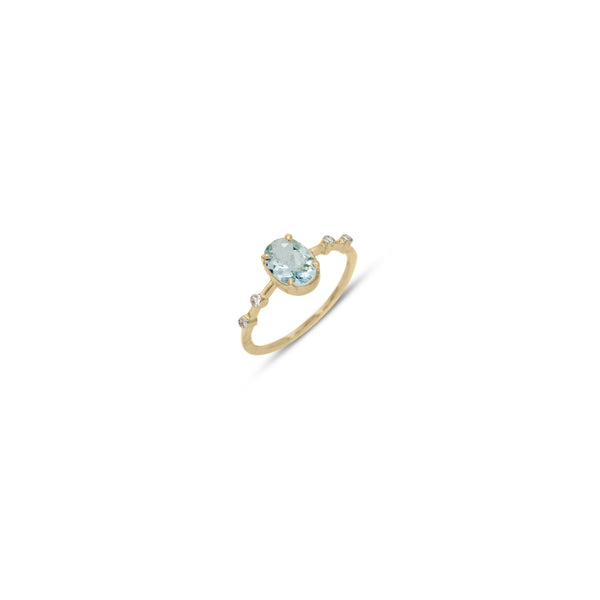 Ruhi Oval Aquamarine Ring with Diamonds in 14k Yellow Gold