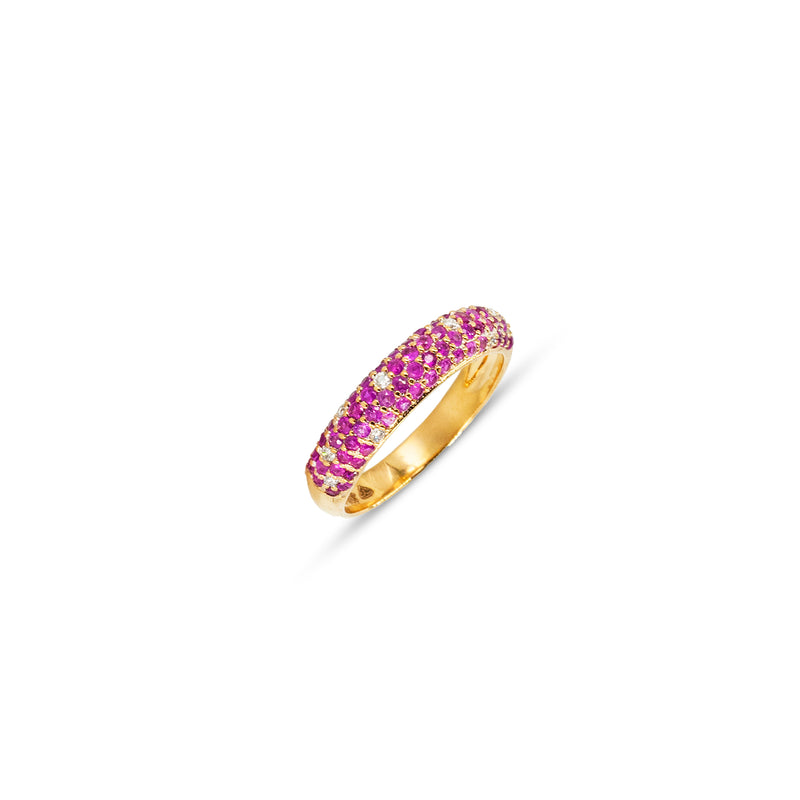 Heidi Ruby and Diamond Pave Ring,14k Yellow Gold
