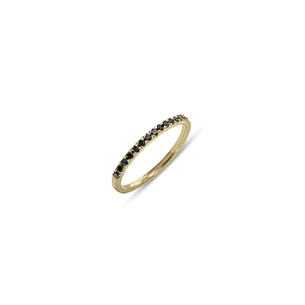 Sana, Half Eternity Black Diamond Ring, 14k Yellow Gold