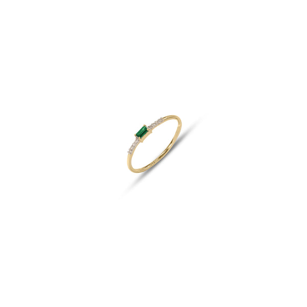 Tara, 14k Gold Emerald and Diamond Ring