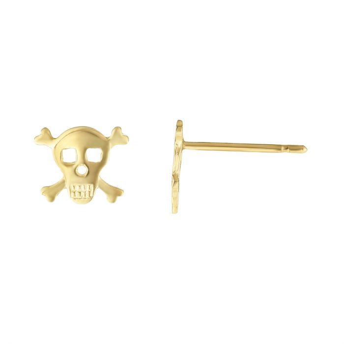 Skull and Cross Bones Studs,14k Gold