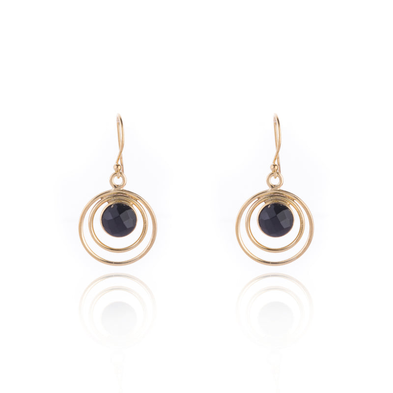 Camilla Earrings Black Onyx, Gold Vermeil