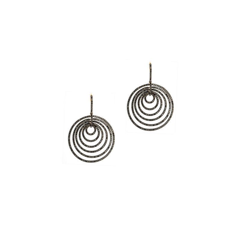 Yuriko Black Diamond Circles Earrings