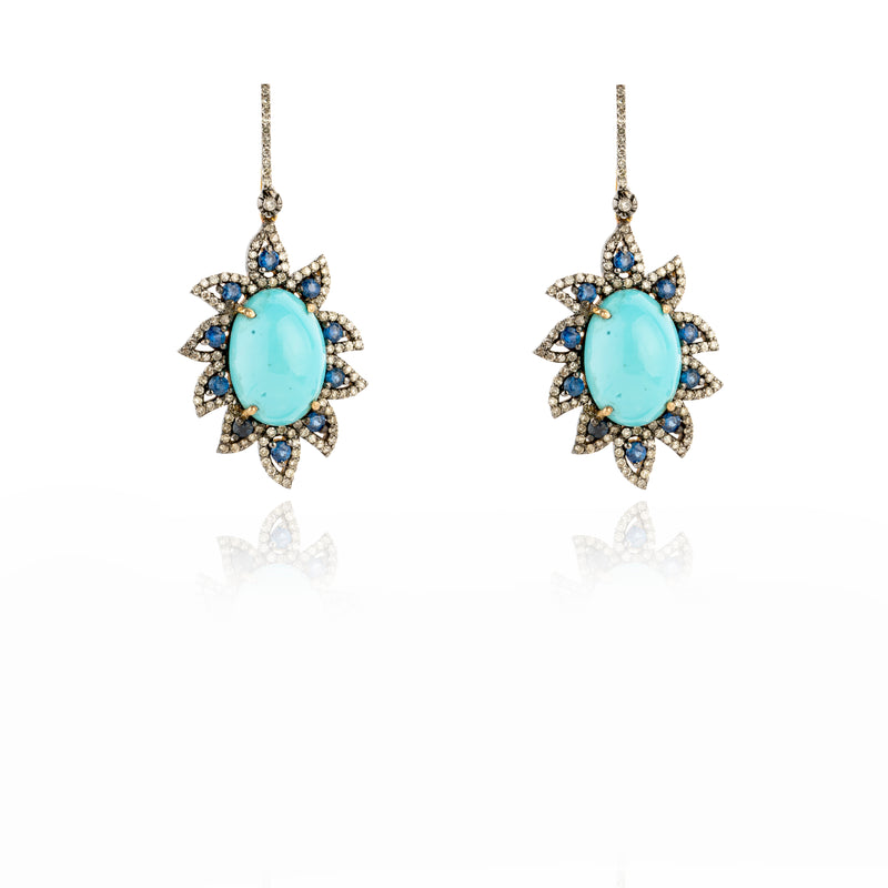 Periwinkle, Sapphire and Turquoise Drop Earrings