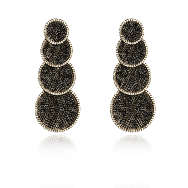 Magumi Black Spinel and Diamond Drop Earrings