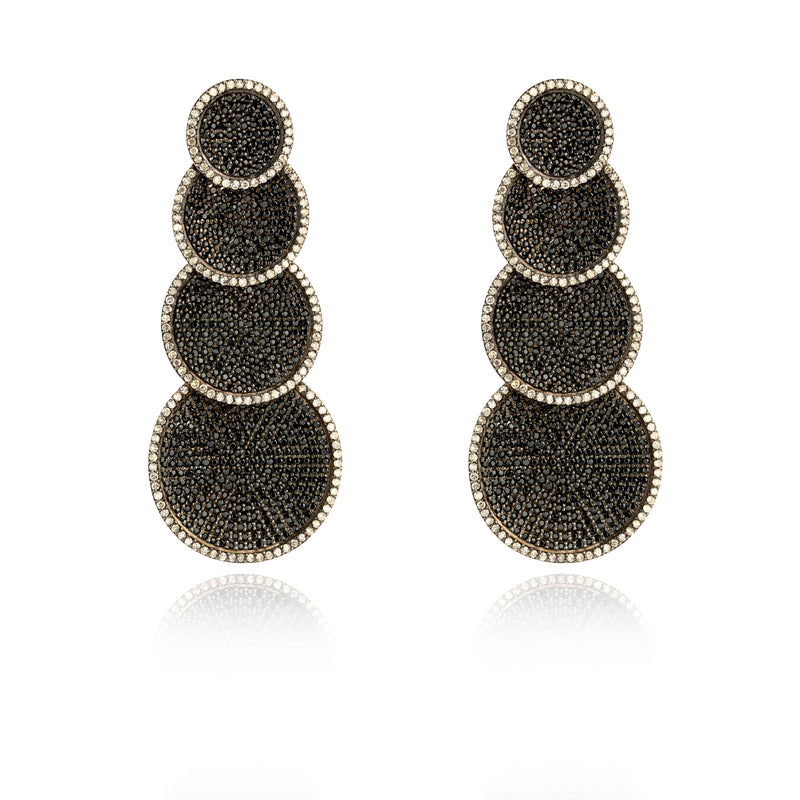 Magumi Black Spinel and Diamond Drop Earrings